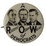 Rare Franklin D. Roosevelt Campaign Pin From 1940 -- Also Promoting the Democratic Candidate for Governor in Arizona